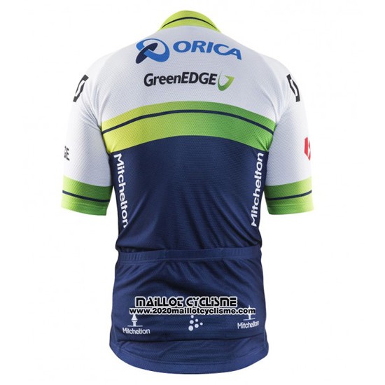 2016 Maillot Ciclismo Orica GreenEDGE Blanc et Bleu Manches Courtes et Cuissard